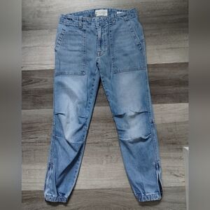 Nili Lotan Light Blue Cropped Military Ankle Jeans, Size 24, Like-New.